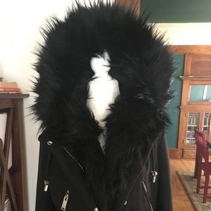 River Island Hooded Fur-Lined Coat